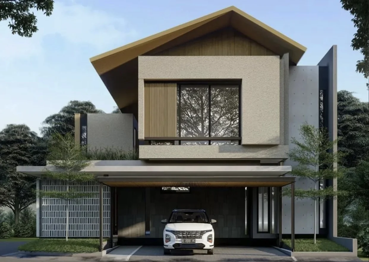 Desain Rumah Minimalis Elegan 2 Lantai 2 Kamar Ukuran 8x16 (Ilustrasi)