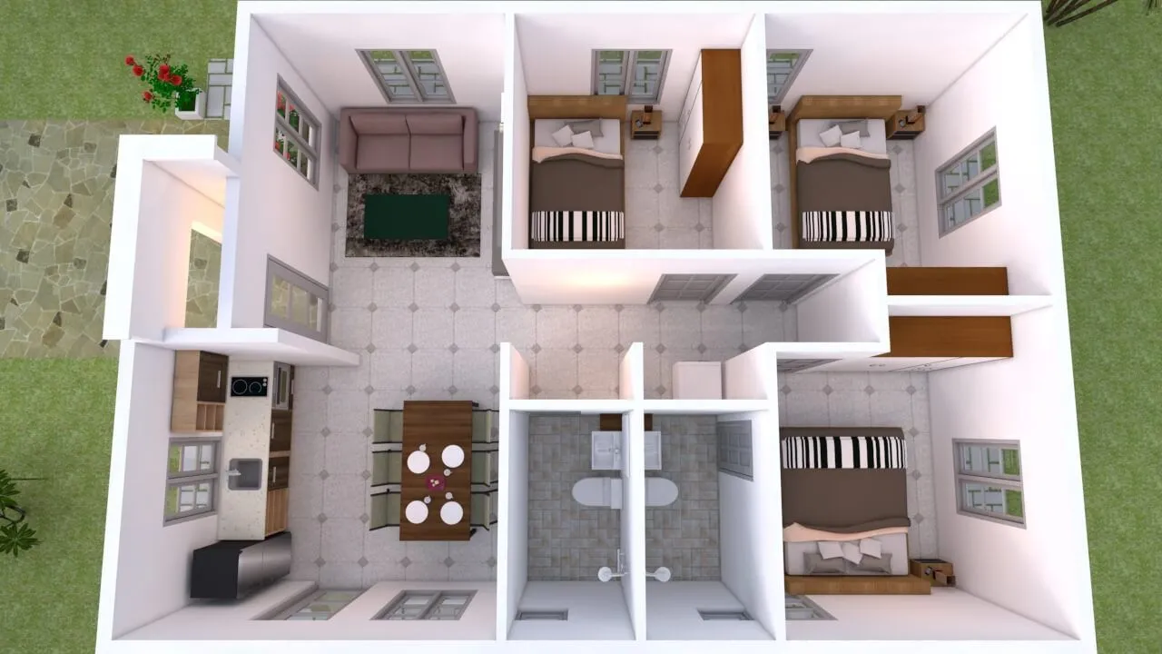Maksimalkan Lahan 7x10 dengan Denah Rumah yang Fungsional dan Stylish