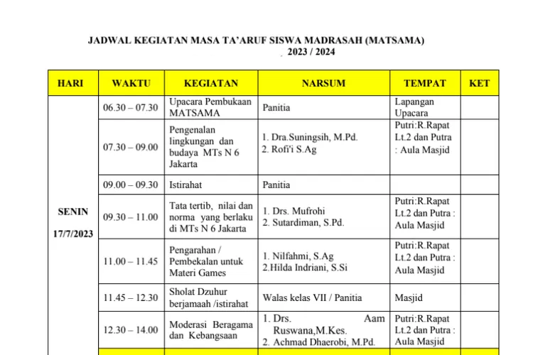 Rundown Acara MATSAMA: Panduan Lengkap yang Wajib Kamu Tahu! (Ilustrasi)